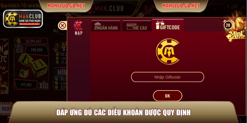Nạp Tiền ManClub 2 Đáp ứng đủ các điều khoản được quy định